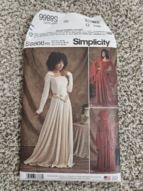 Simplicity Sewing Pattern S8866 Cream & Red Long-Sleeve Dress Options